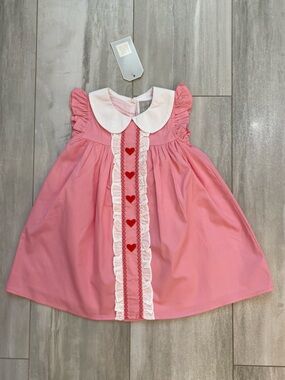 NWT Lil Cactus Pink Collared Sleeveless Dress with Heart Embroidery 18-24M